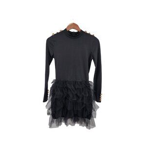CBR Long Sleeved Ruffle‎ Dress Small Black